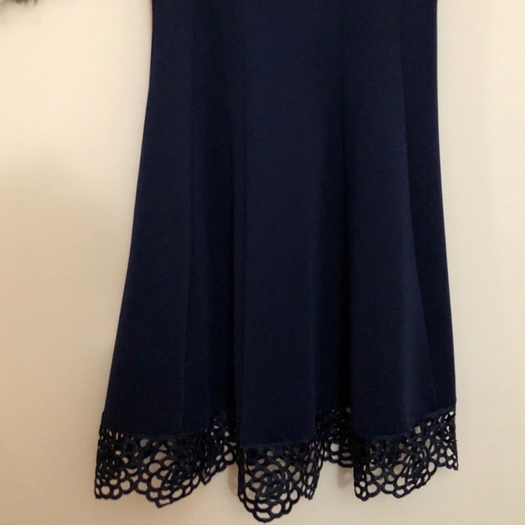 Donna Ricco NY Sleeveless Lace Hem Dress Navy - Picture 7 of 9